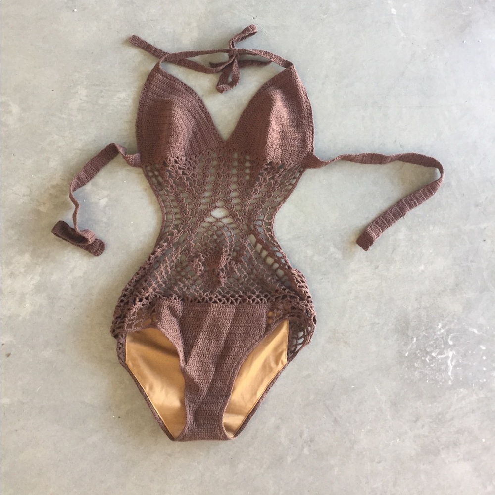 BGBG MAXAZRIA crochet one piece bathing suit