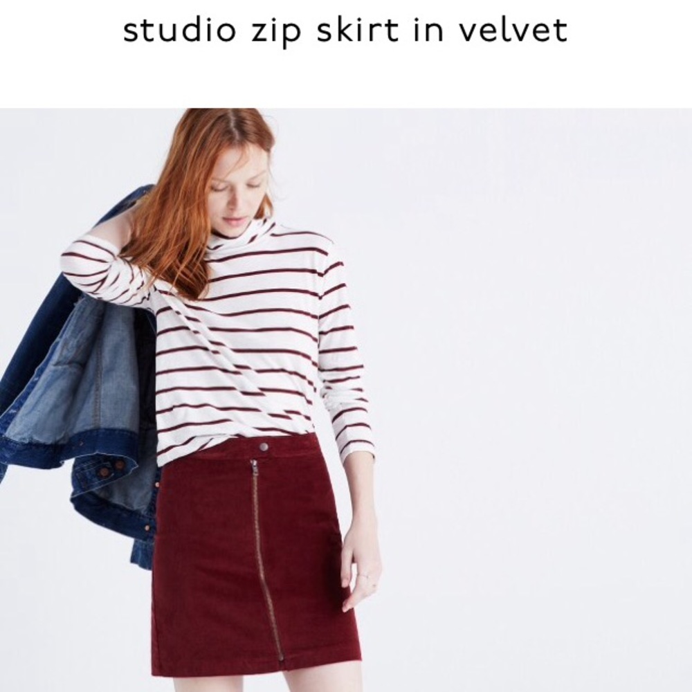 Madewell Marion velvet zip skirt