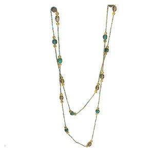 LONG (30") golden marine HANDMADE beaded necklace!