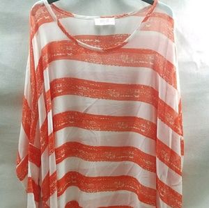 Peach Love Cream California Dolman Striped Top