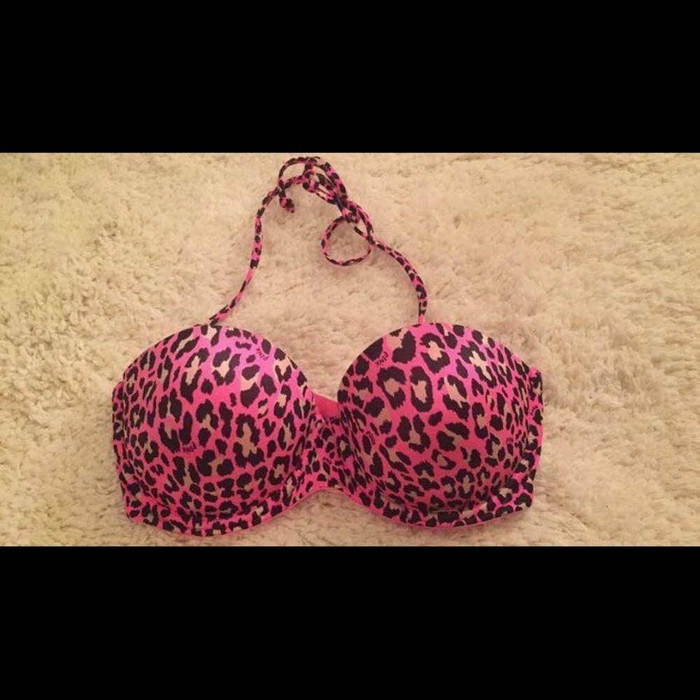 Victoria's Secret Pink 32D Pink Cheetah Push up Bra Multi Way