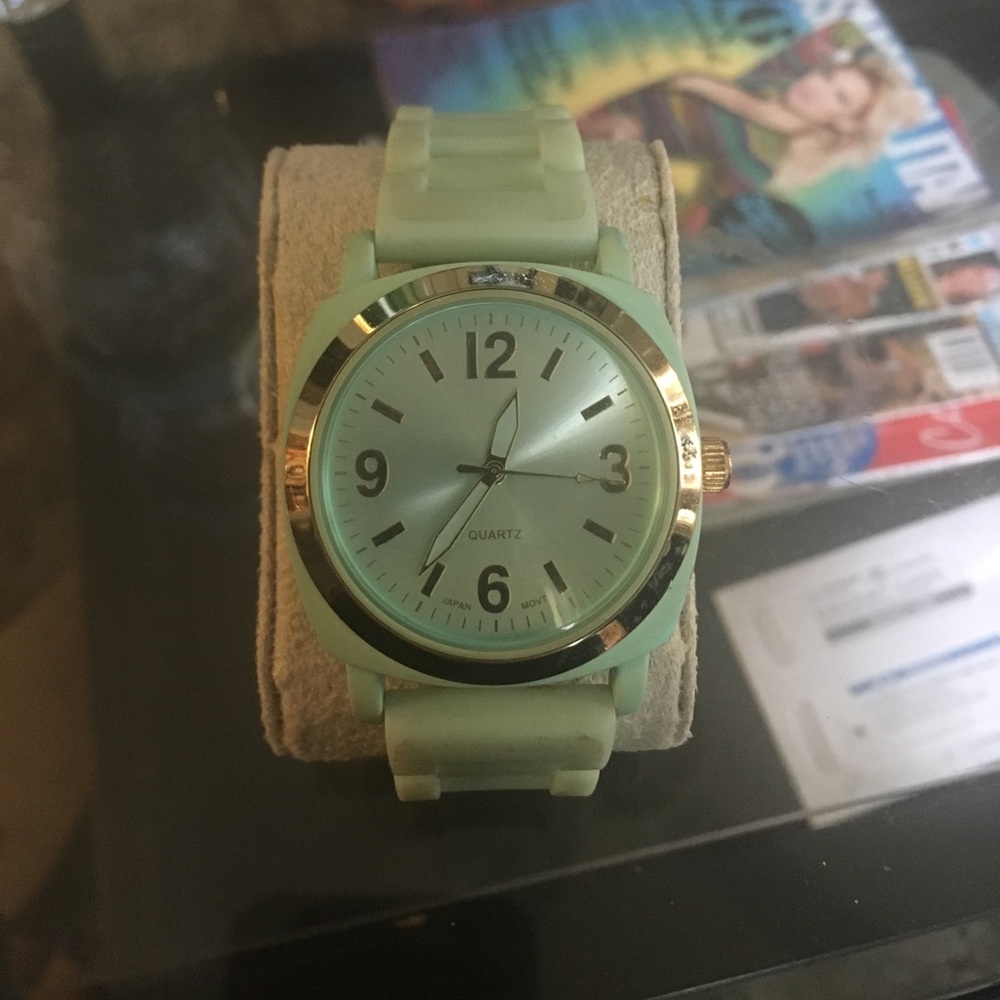 Anthropology teal and gold watch