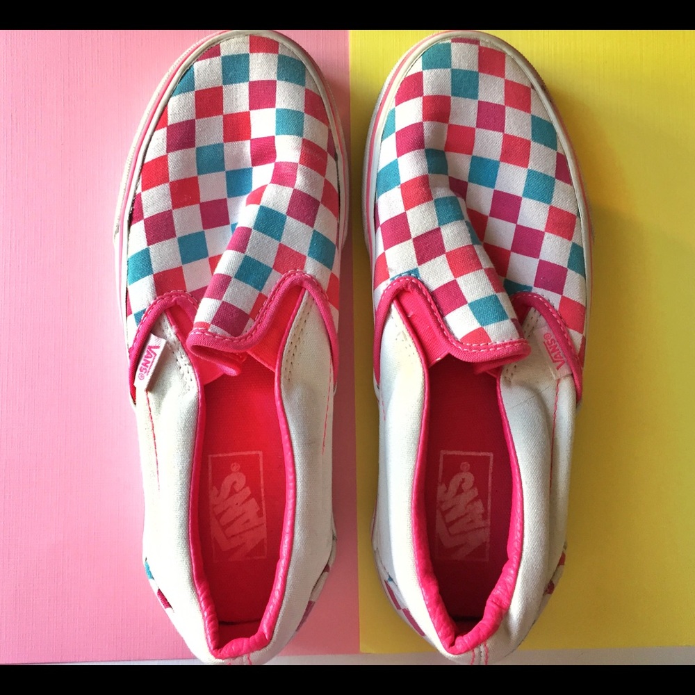 Vans Classic Slip-ons Multi/Checkerboard Neon