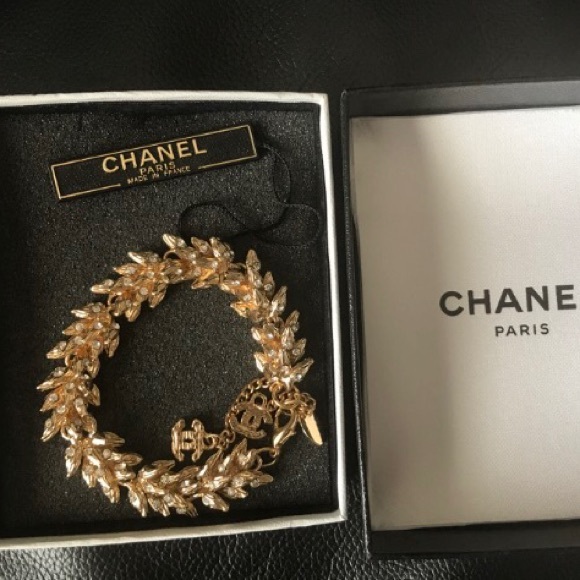 CHANEL Jewelry - Chanel Rhinestones Sparkly Gold tone Bracelet