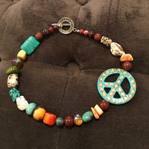 Handmade chunky peace sign necklace
