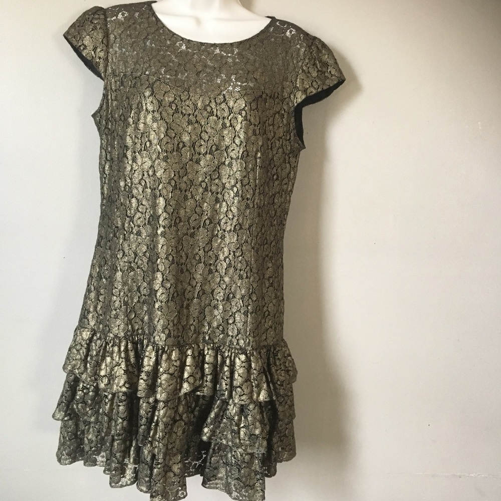 [CYNTHIA STEFFE] Metallic Gold Party Dress Size 10