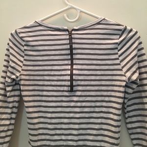 J. Crew 3/4 sleeve back zip striped shirt