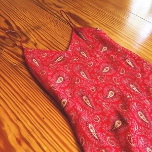 90s style form fitting paisley midi dress