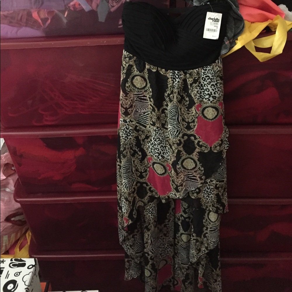 NWT Maxi High Low Strapless Dress