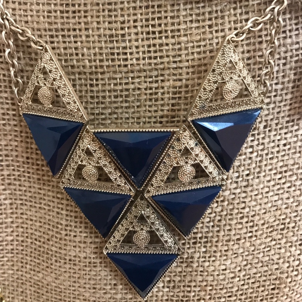 Navy Triangle Statement Necklace