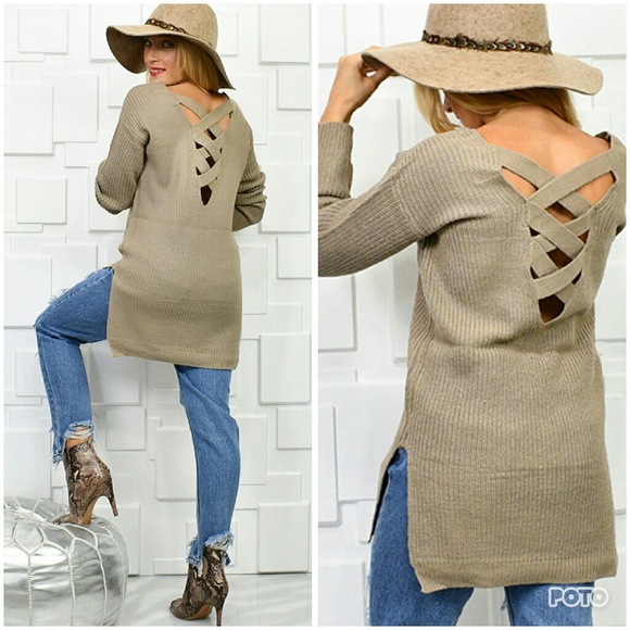 RESTOCK NIKI Cage Back Beige Sweater - Picture 3 of 4