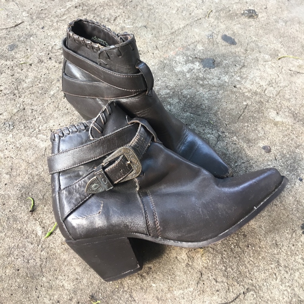 Grey/Brown Heeled Booties