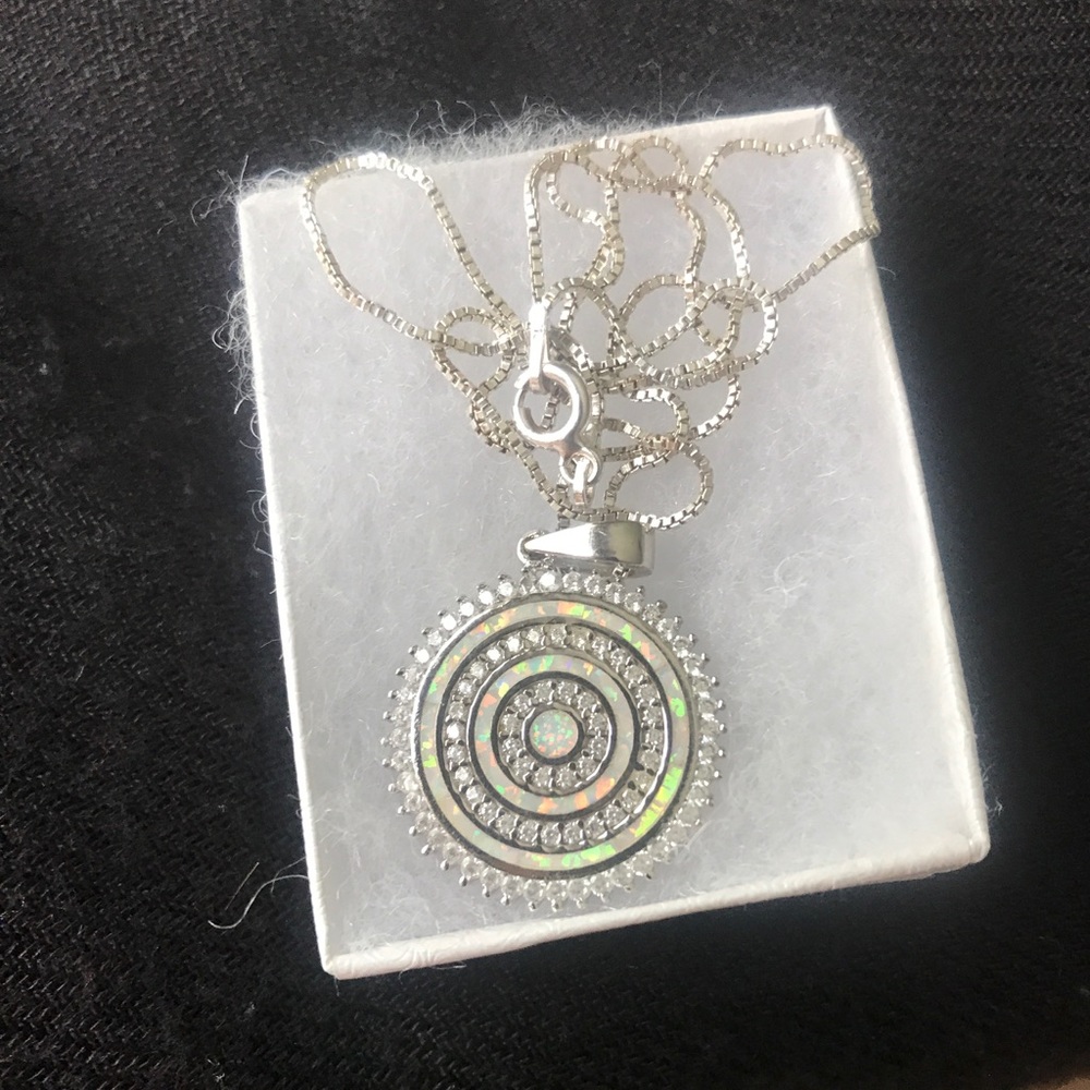 Opal and silver necklace