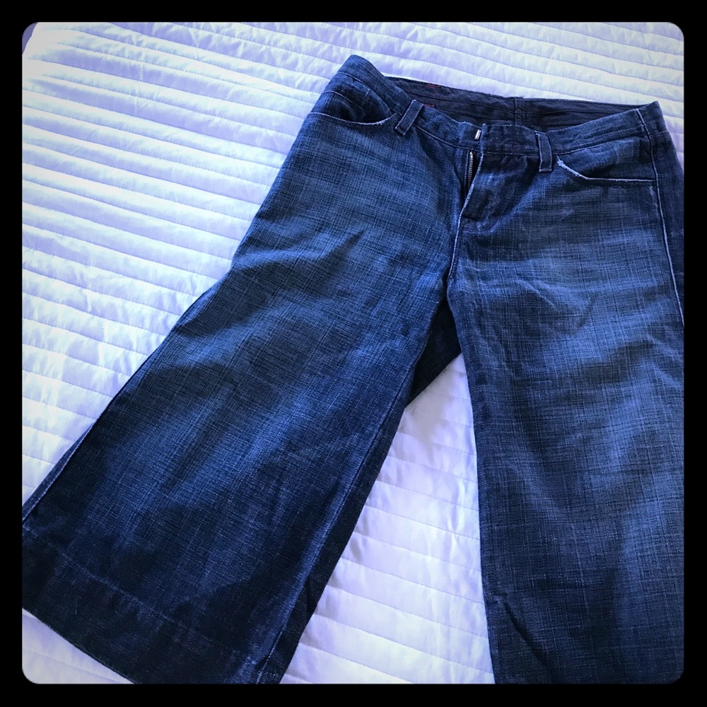 7 for all man kind Dark denim wash wide leg Capri