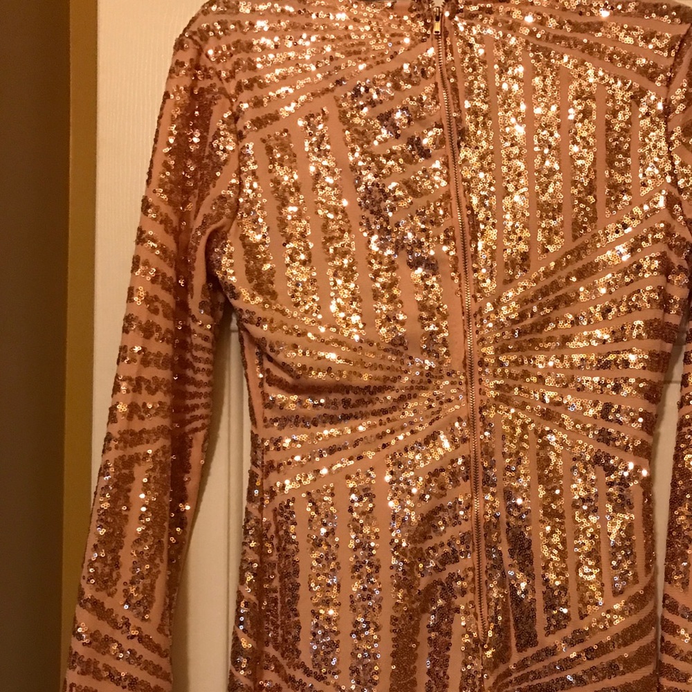 Rose gold sequins mini dress