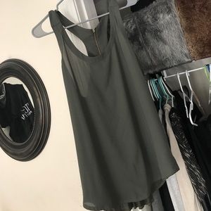 Express sheer tank with gold zip