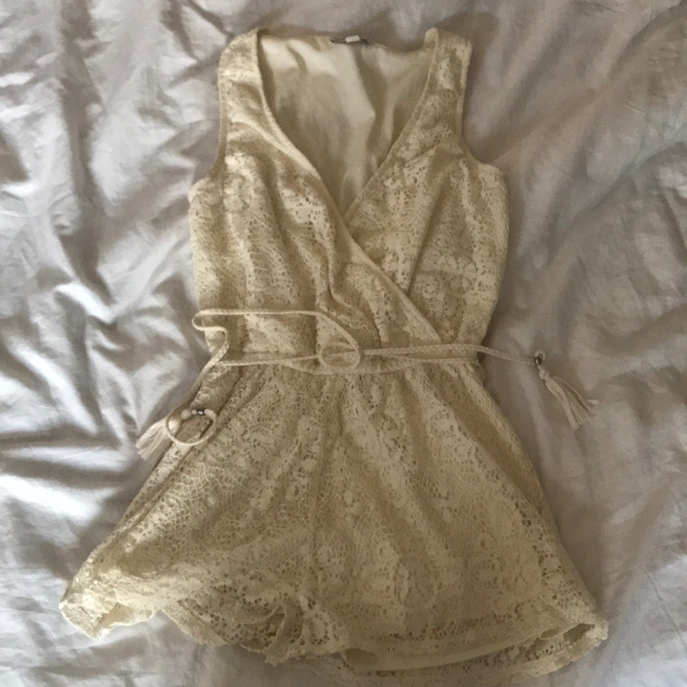 Cream lace romper