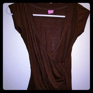 Brown v-neck