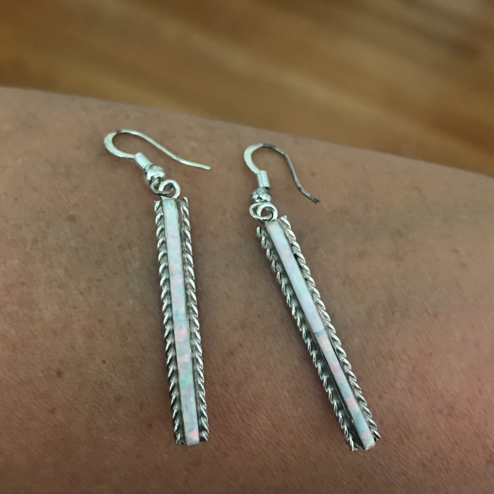 Opal and sterling silver earrings