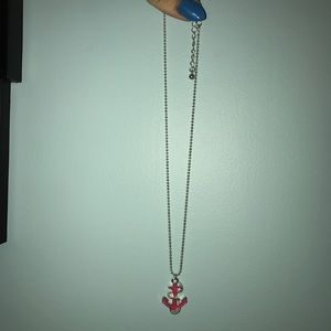Pink anchor charm necklace