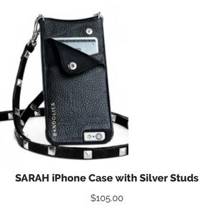 iPhone 6/7 black leather case with strap