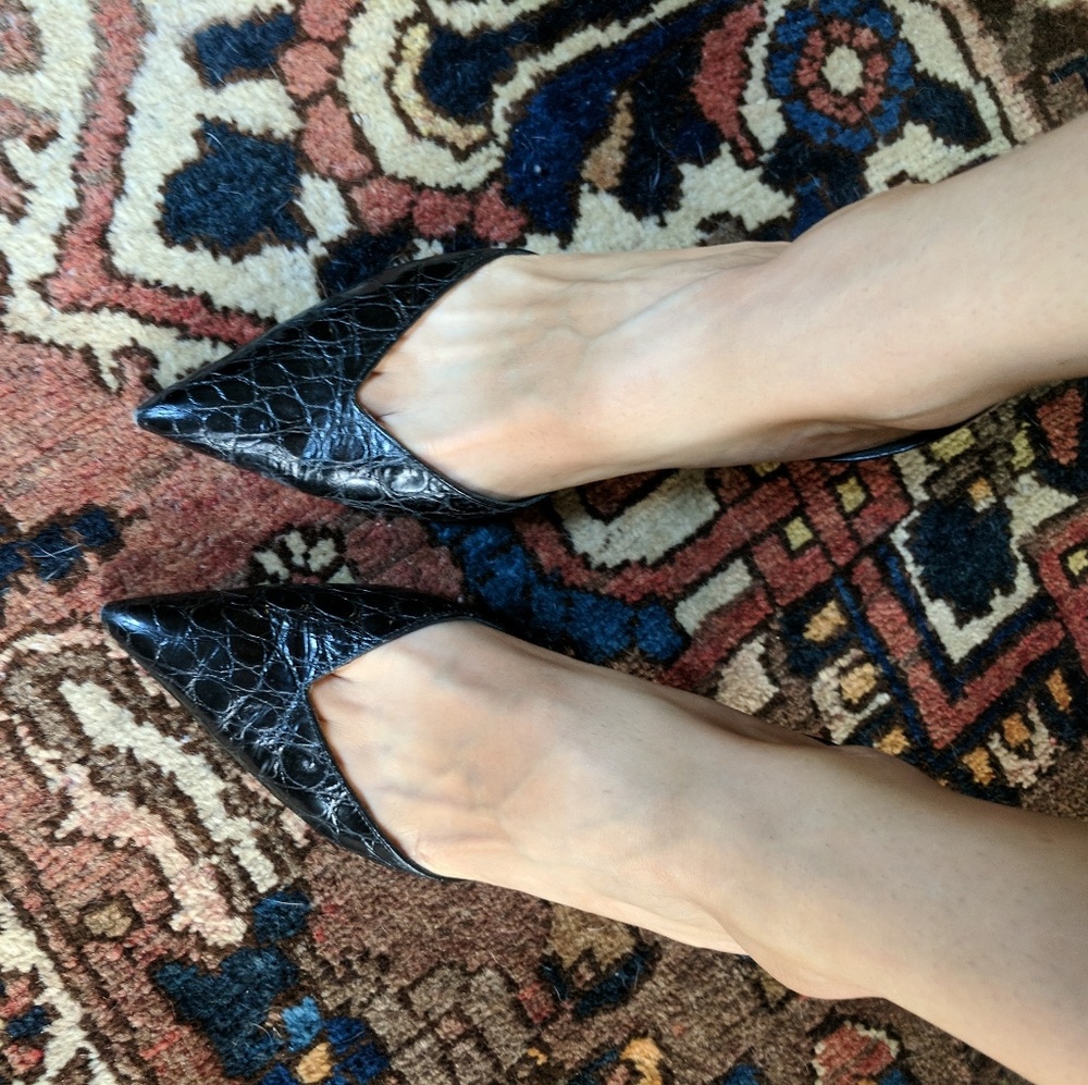 Crocodile Ferragamo slingbacks