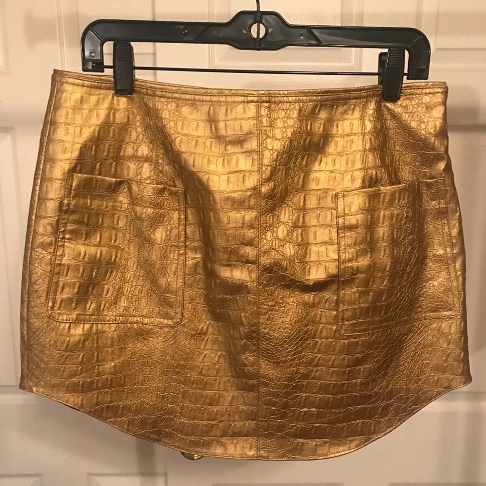 Rachel Roy faux leather gold metallic mini skirt