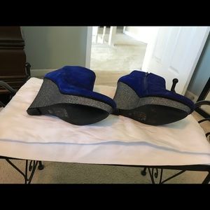 Royal Blue Suede Ankle Boots