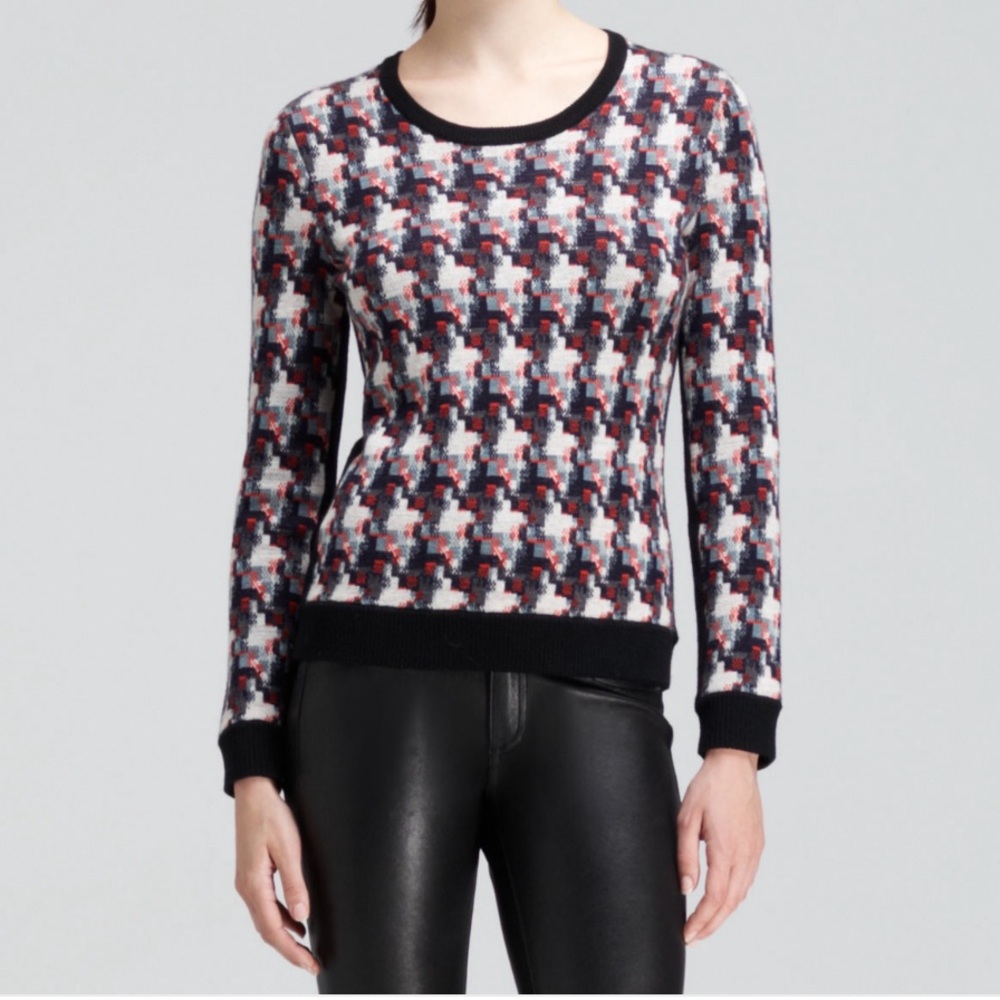 Rag & Bone Wool Long Sleeve Houndstooth Sweater
