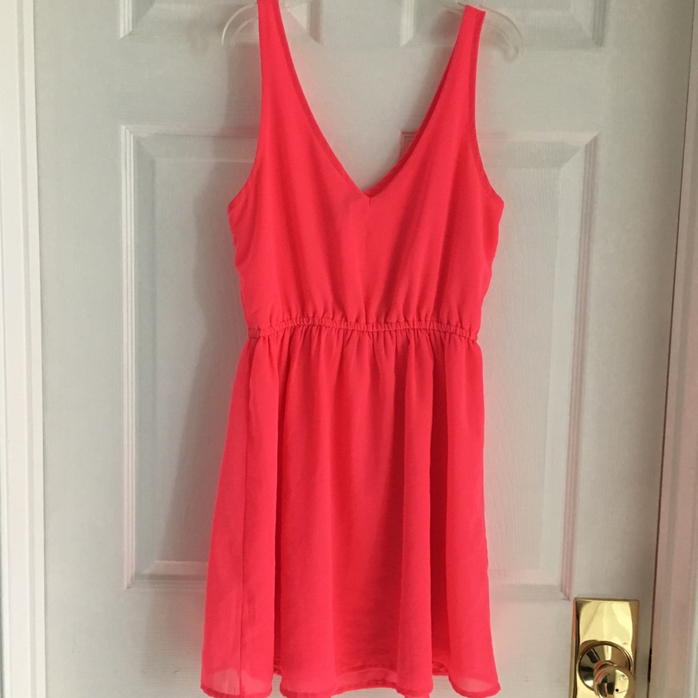 Bright Pink, V neck H&M Dress
