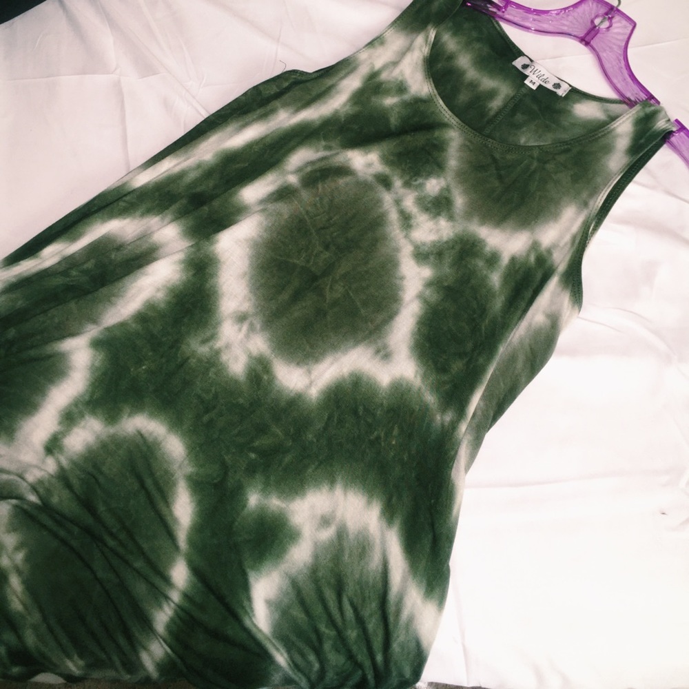 green tie dye dress