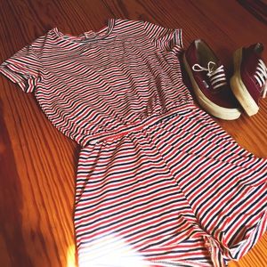 Striped Red White and Blue Romper NWOT