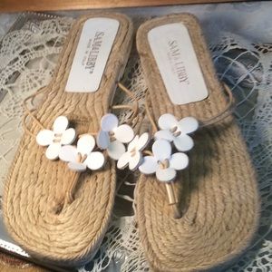 Sandals Sam and Libby Woven Jute with Flowers Sz 9