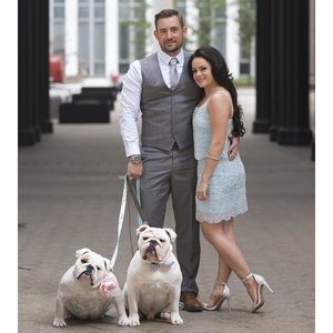 Blue beaded Xscape dress