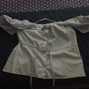 Off the shoulder denim blouse