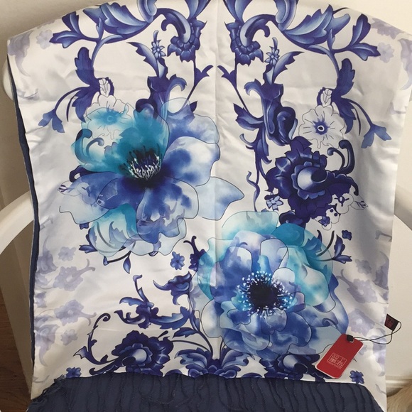 Blue water colour silk scarf - Picture 3 of 3
