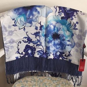 Blue water colour silk scarf