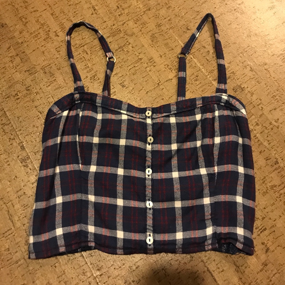 Plaid blue crop top A&F