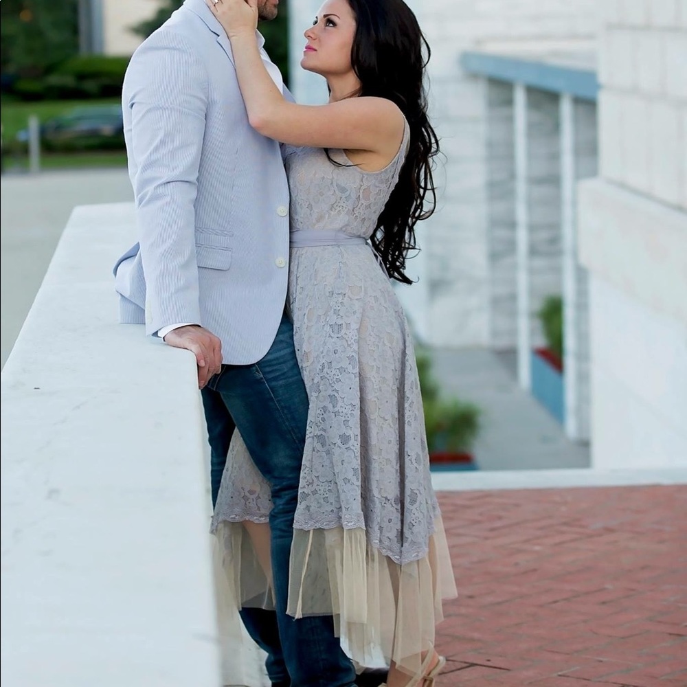 Lauren Conrad purple lace dress