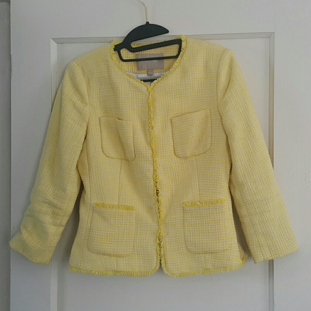 Yellow Tweed Cropped Blazer