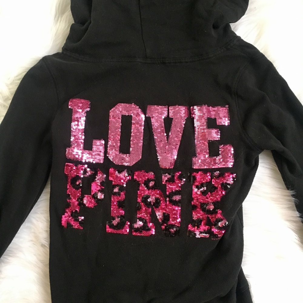 VICTORIA SECRET PINK SEQUIN CHEETAH ZIP UP JACKET