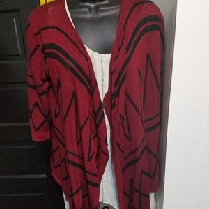 dark red cardigan
