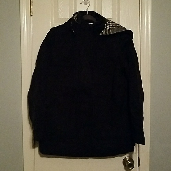 NWT Croft & Barrow Black Hooded Peacoat - Picture 2 of 7