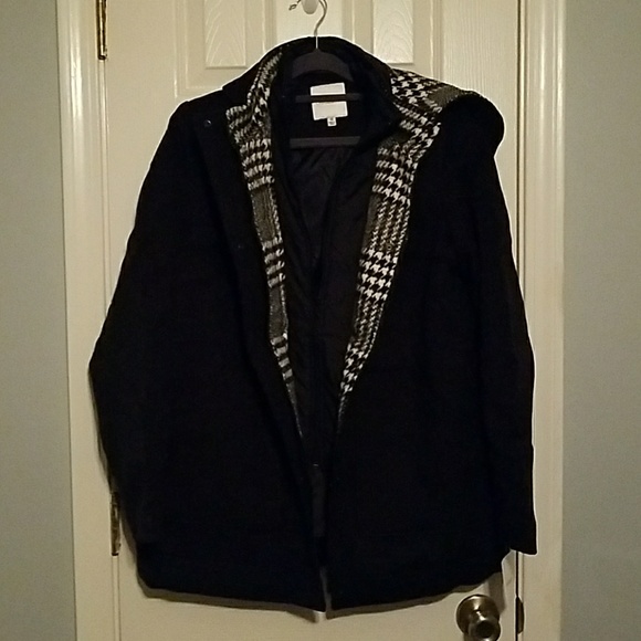 NWT Croft & Barrow Black Hooded Peacoat - Picture 3 of 7