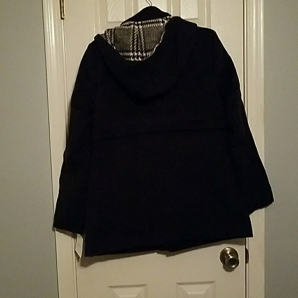 NWT Croft & Barrow Black Hooded Peacoat - Picture 4 of 7