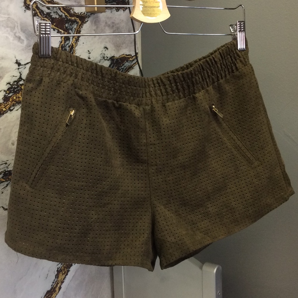 H&M Faux Suede Green Shorts