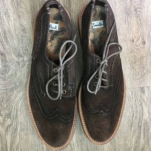 Paul Smith Derby dark brown suede shoes.