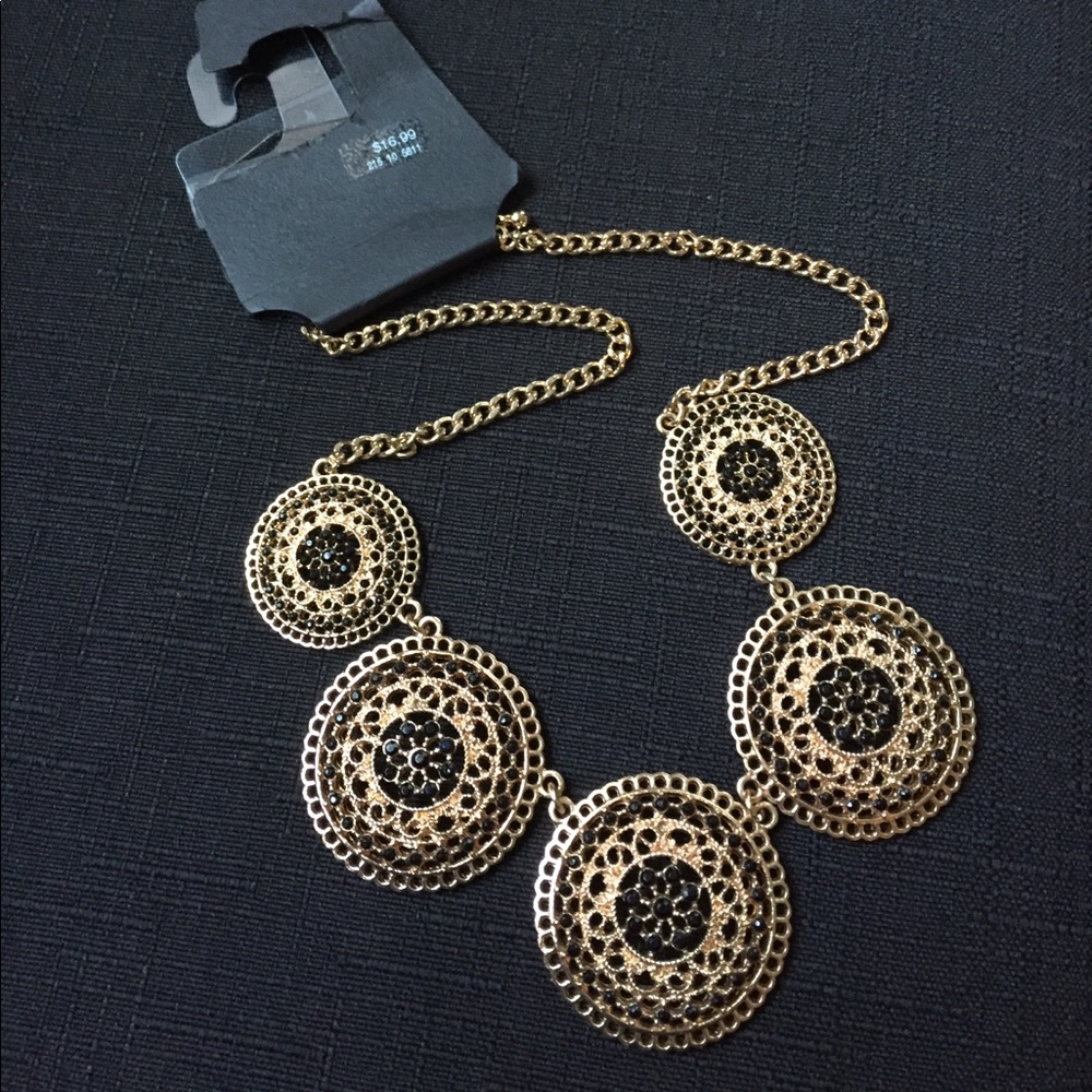 Gold and Black Statement Necklace
