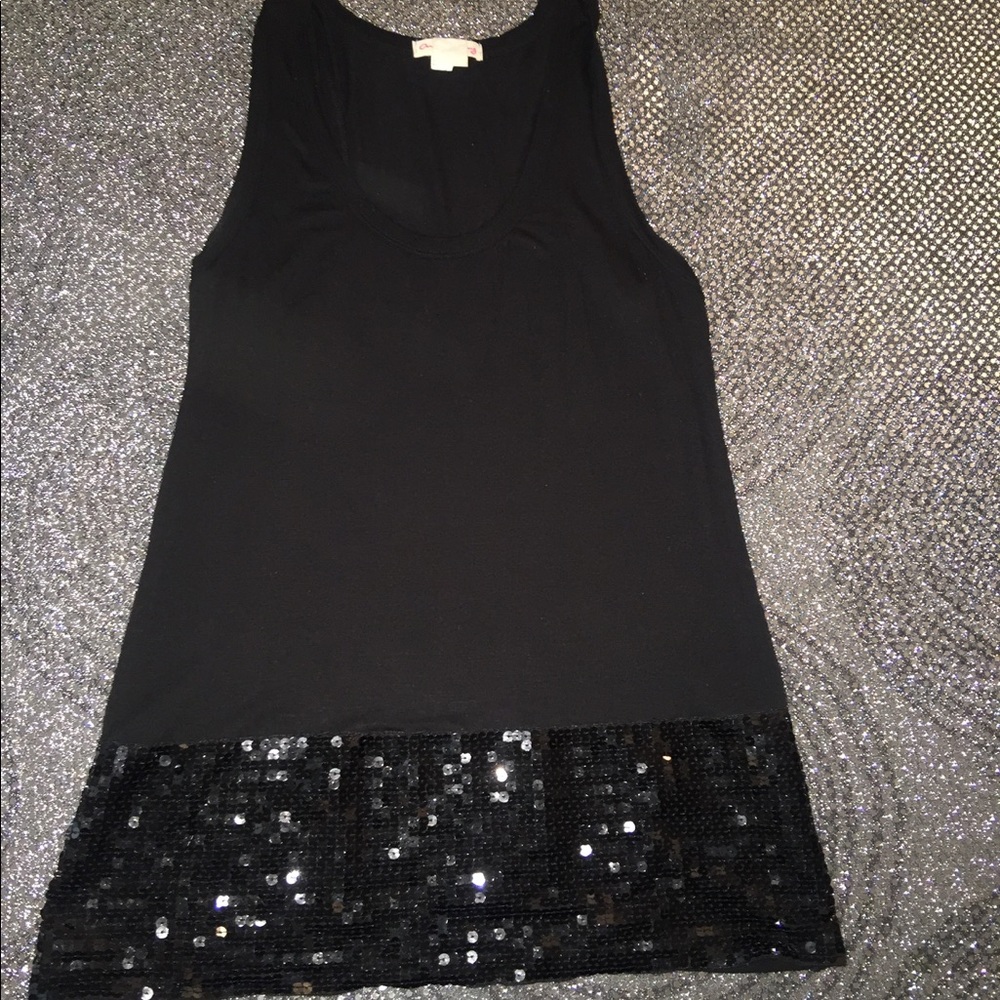 Long black tank with embellishments