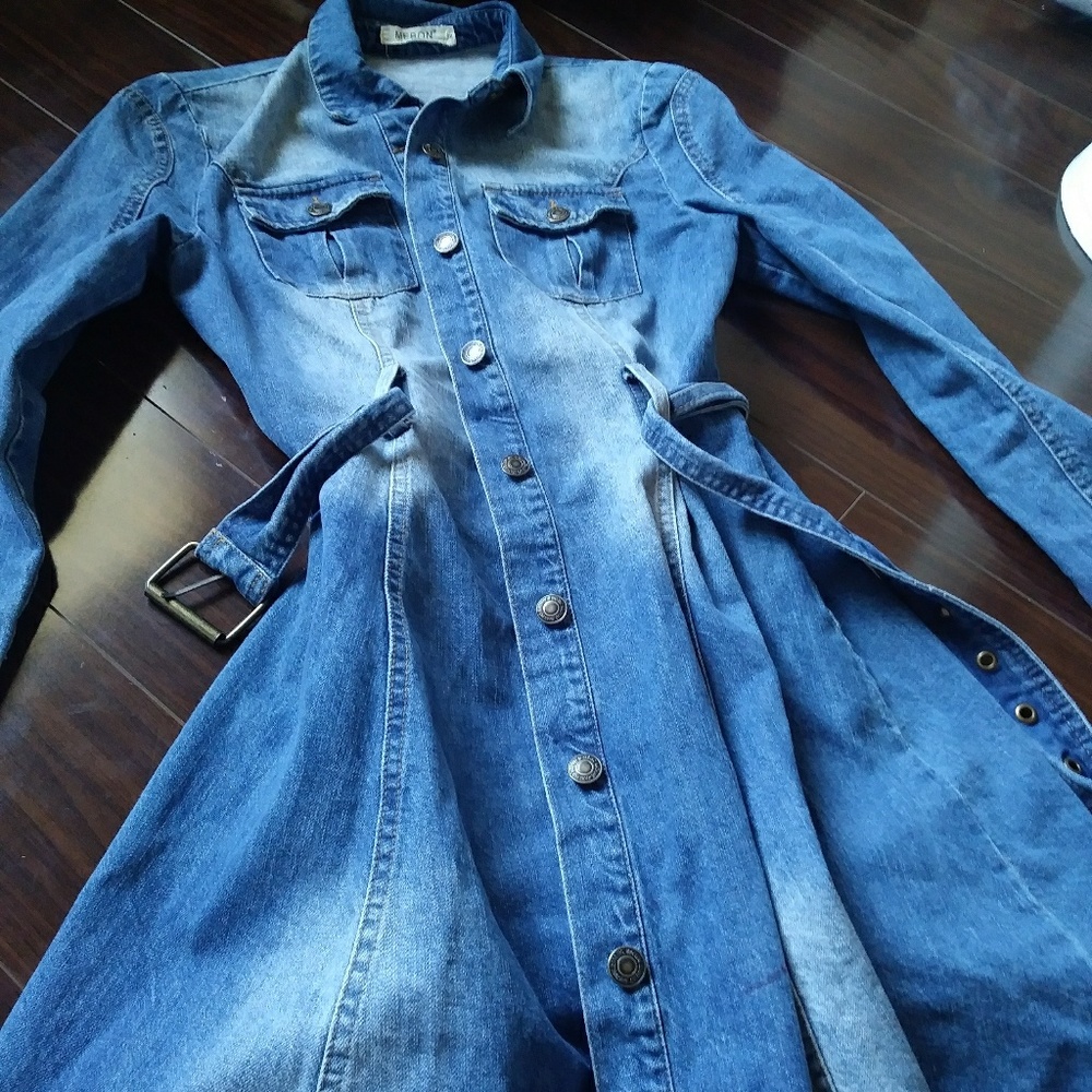 Thick jean button up dress.